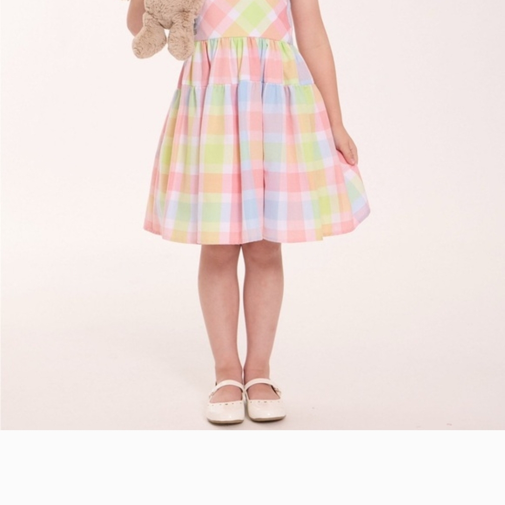 Bonnie Jean Pink and Blue Plaid Kids Dress - Picture 5 of 5